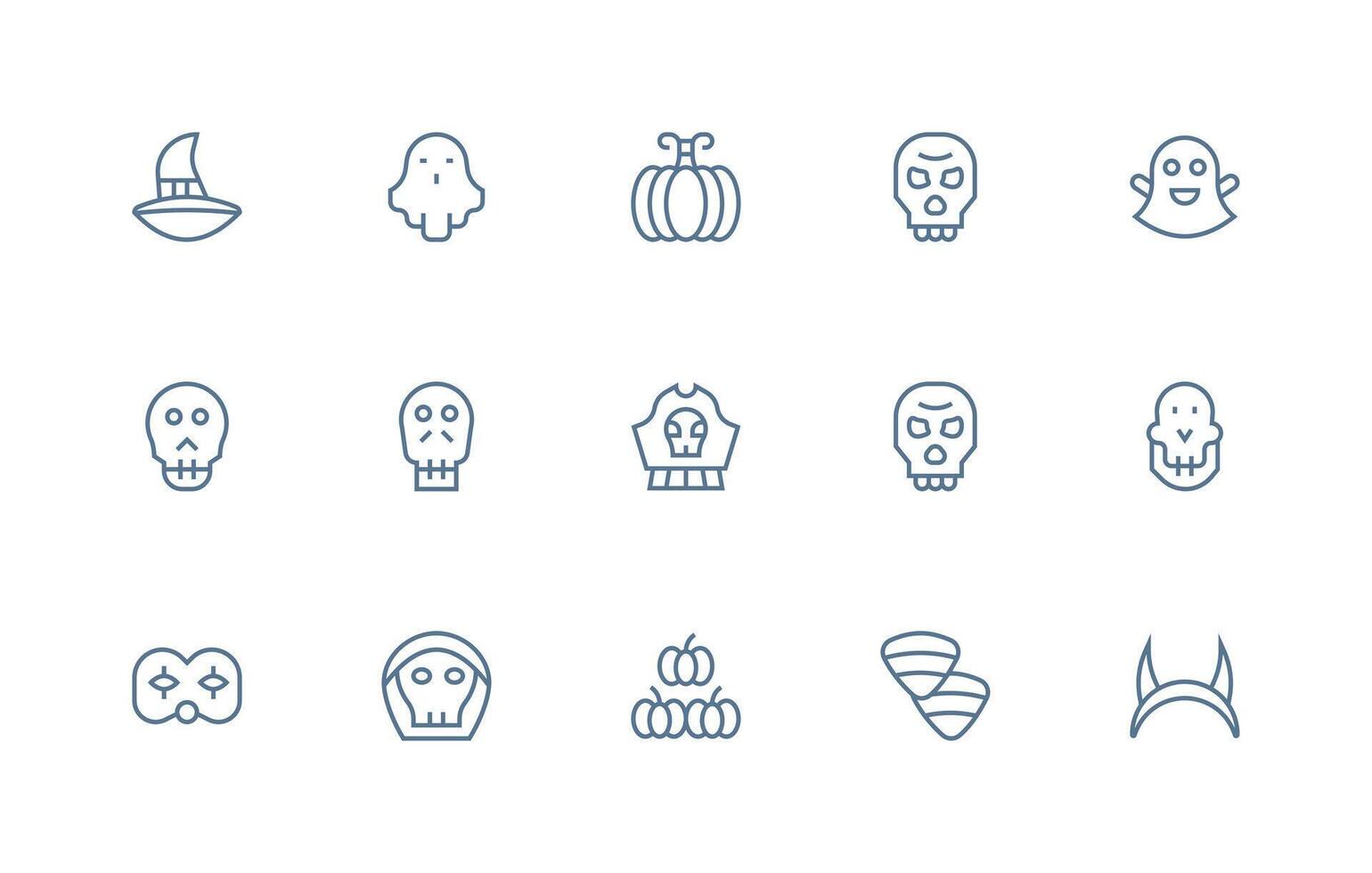 Halloween Set with 15 Regular Line Icons Simple Icons for Interface and Wireframes vector