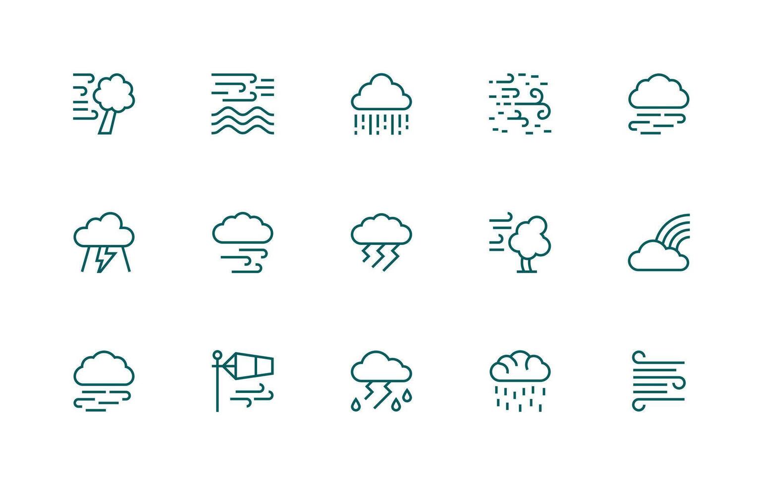 Hurricane Set with 15 Regular Line Icons Core Icon Collection for Daily Tasks vector