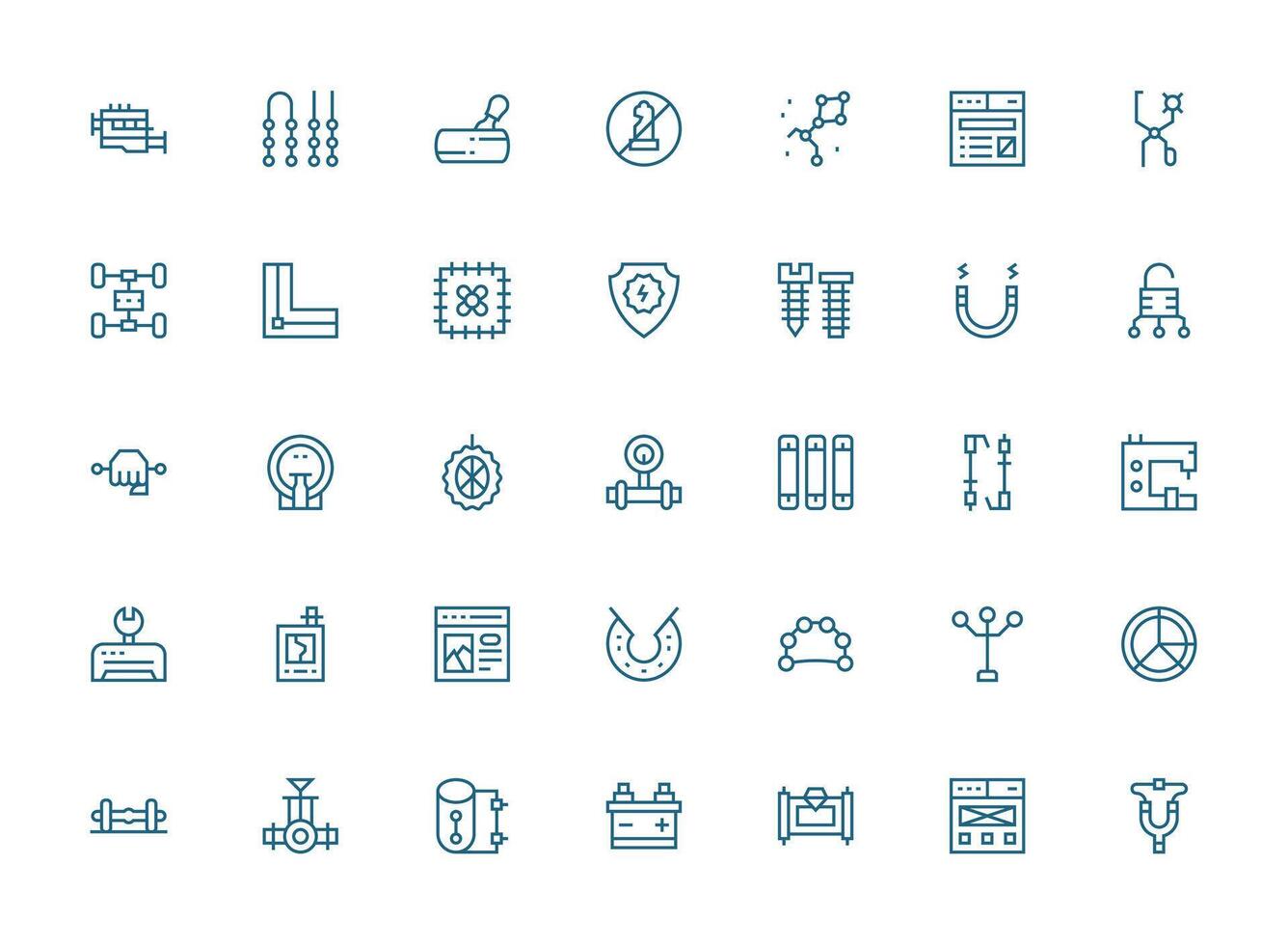 35 Regular Clean Line Icons for Component Graphics Clean Set for Layout Prototypes vector