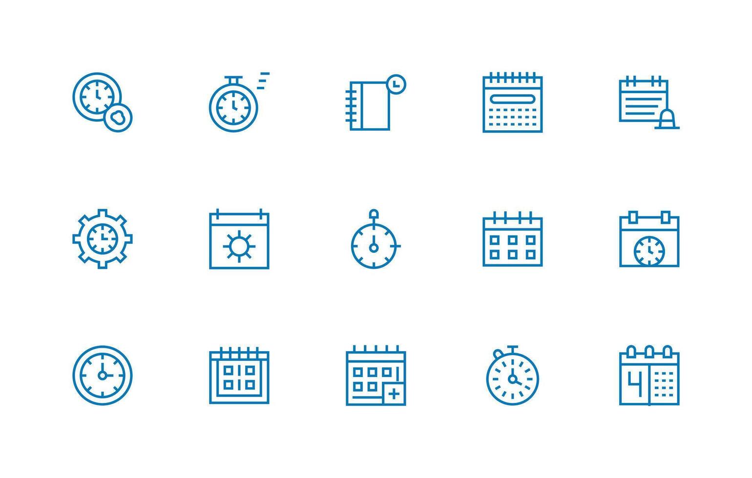 Time Management Set with 15 Regular Line Icons Web Icon Collection vector