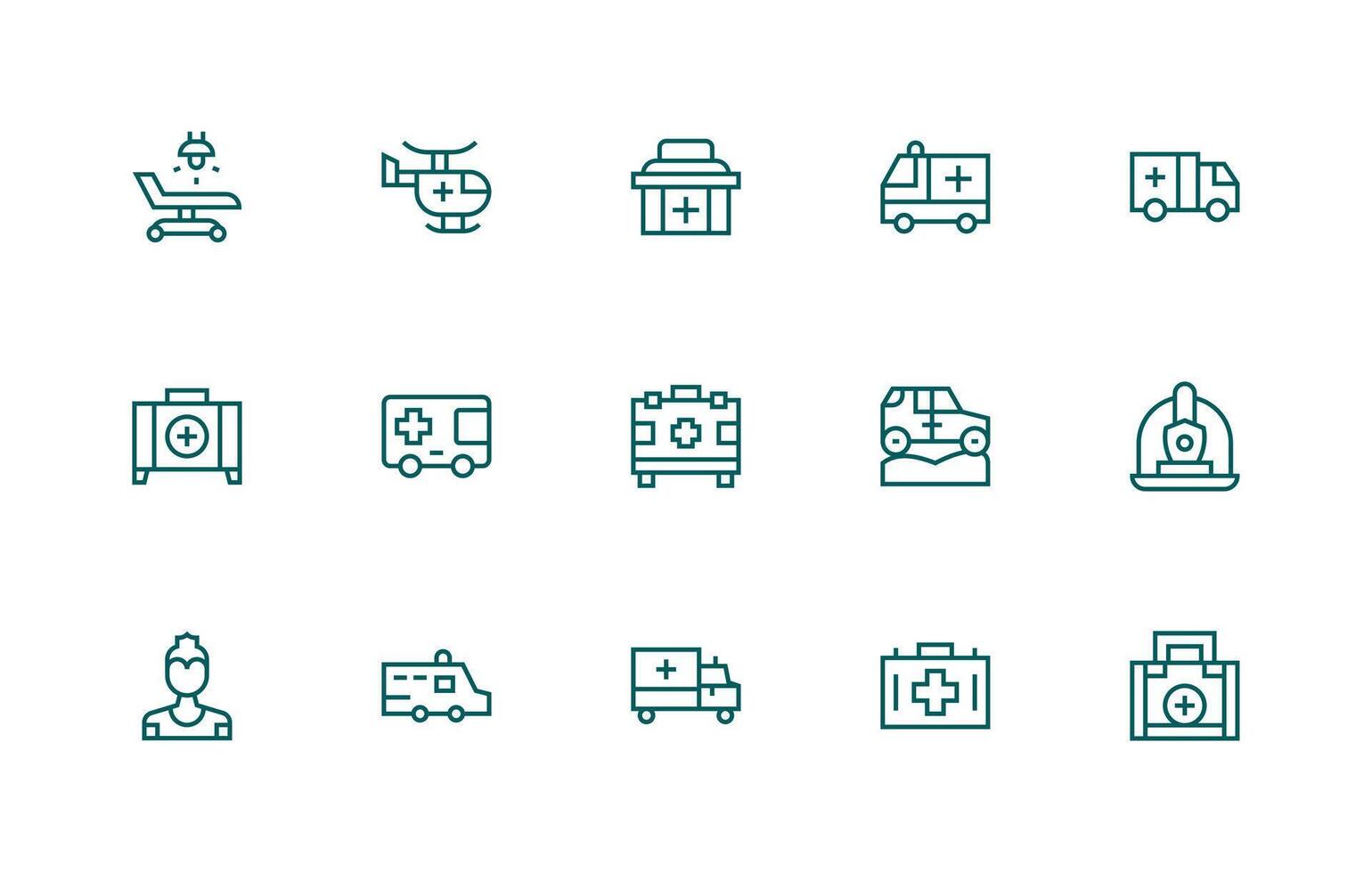 15 Regular Line Icons for Paramedic Graphics User Interface Icons for Digital Products vector