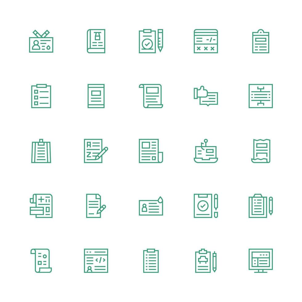 Form Icon Set with 25 Medium Stroke Outline Graphics Reliable Icons for All Interfaces vector