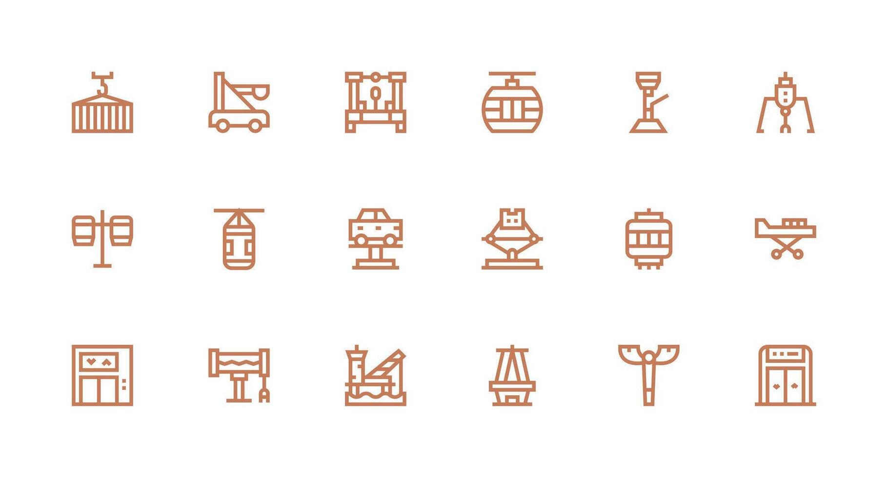 Lift featuring 18 Icons in Strong Stroke Line Design Minimal Icon Set for Interface Projects vector
