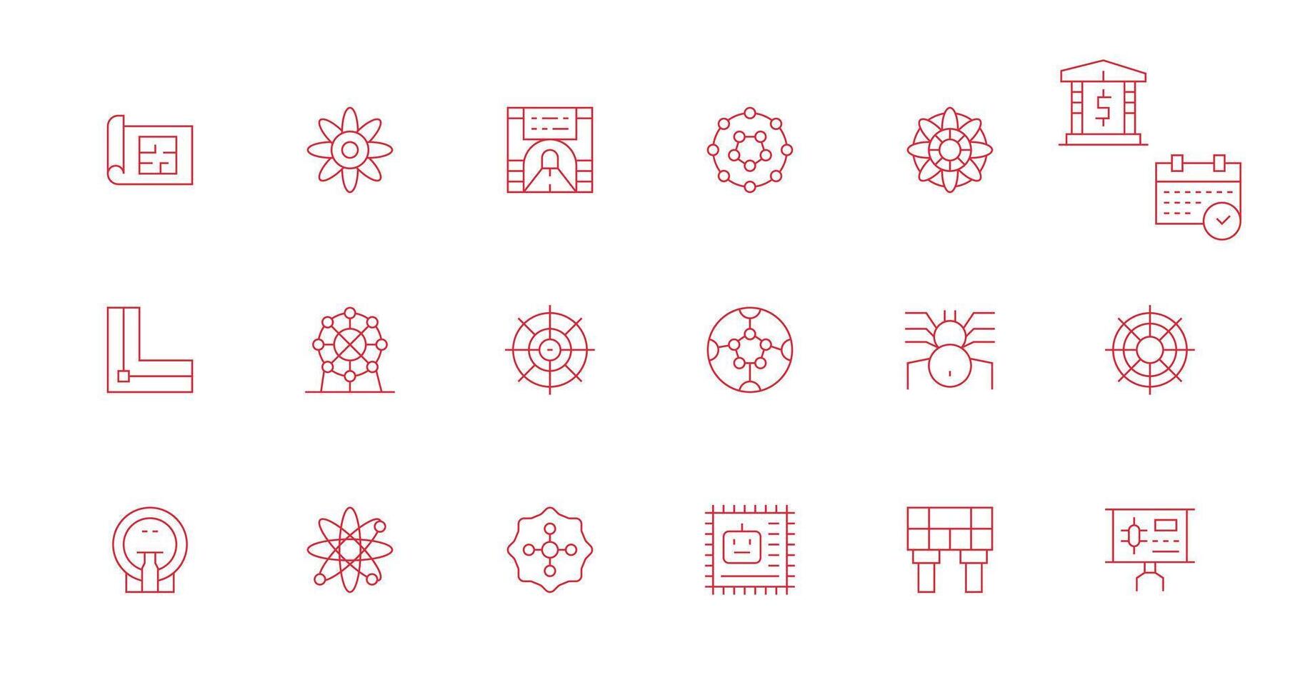 Schematic Icon Collection with 18 Minimal Line Designs Essential Icons for Rapid UI Building vector