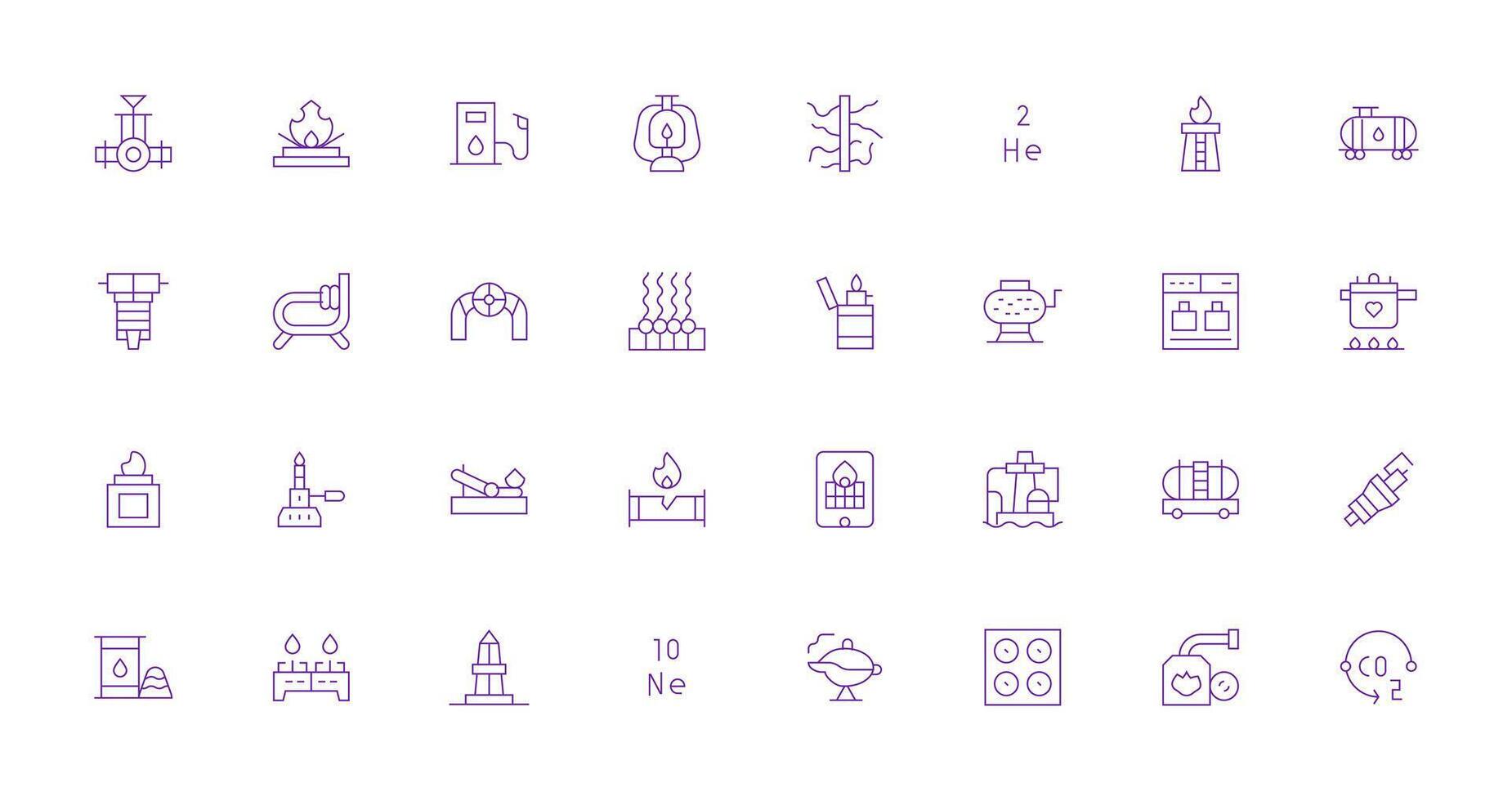 Gas Set with 32 Thin Line Icons Complete Icon Set for Mobile Apps vector