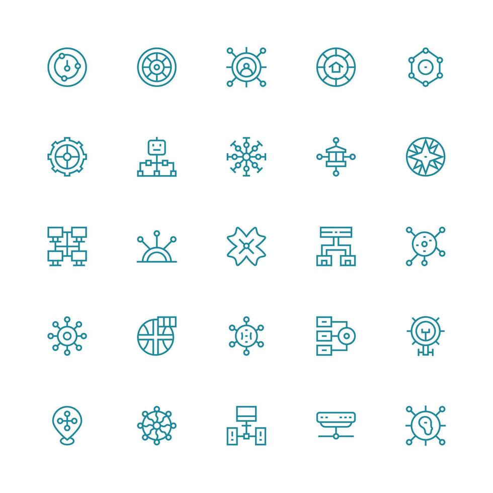 Medium Stroke Outline Style Hub Icons with 25 Vectors Web and App Icon Pack Collection