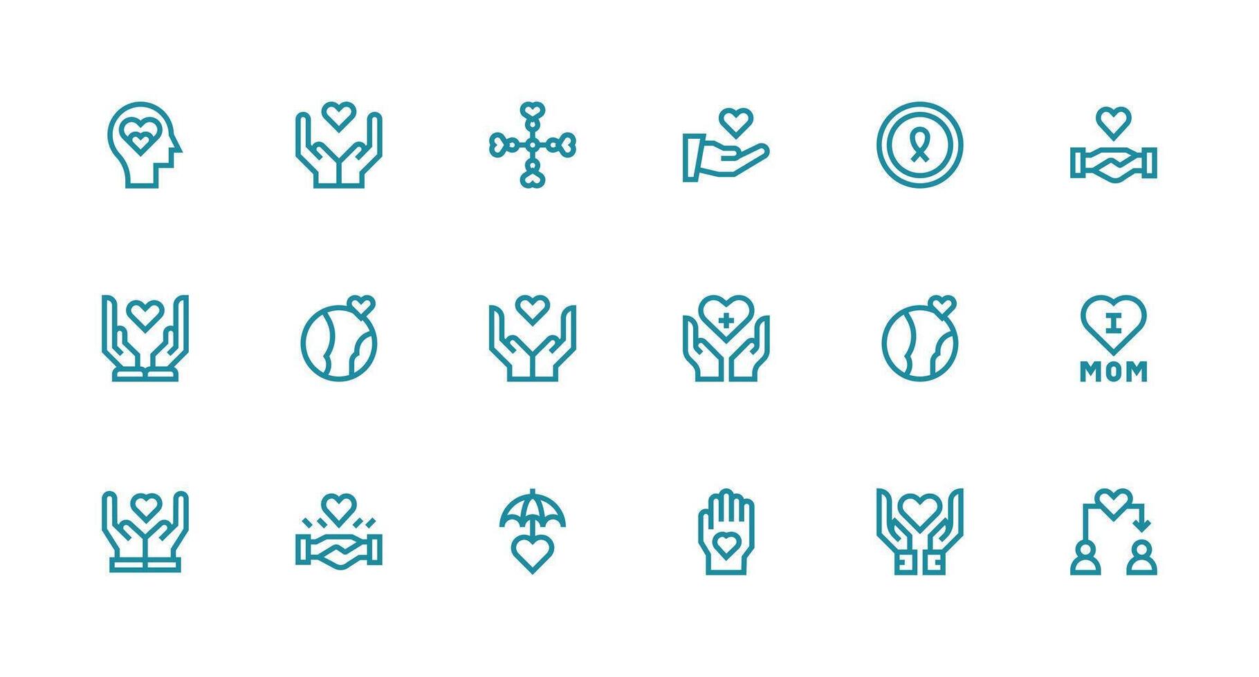 Empathy featuring 18 Icons in Strong Stroke Line Design Clear and Concise Icon Set Collection vector