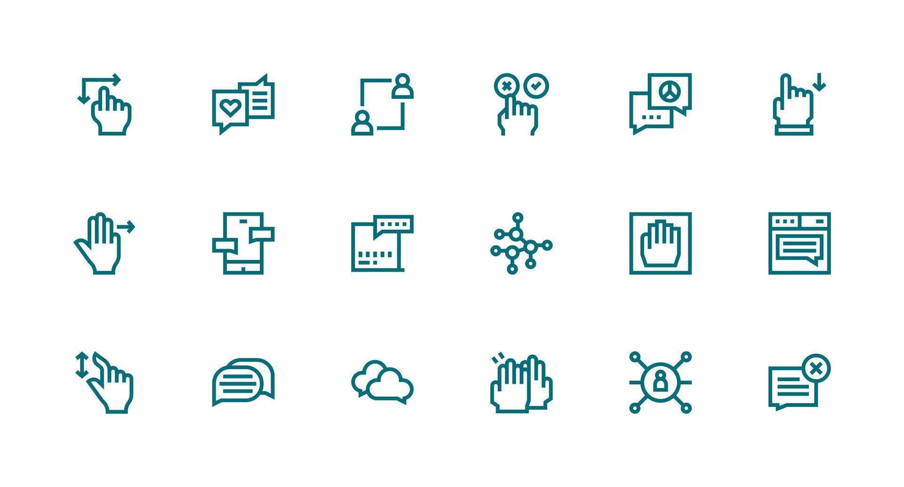 18 Strong Stroke Line Style Icons from Interaction Collection Lightweight Icon Series for Fast Prototypes vector