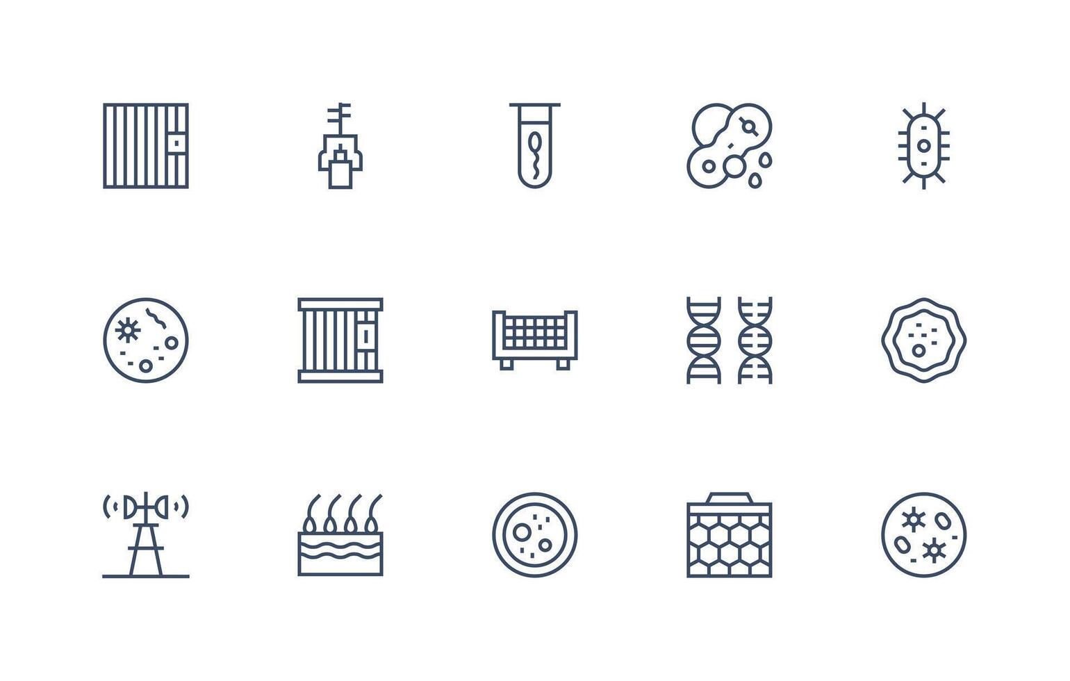 Cell featuring 15 Icons in Regular Line Design Layout Icon Collection vector
