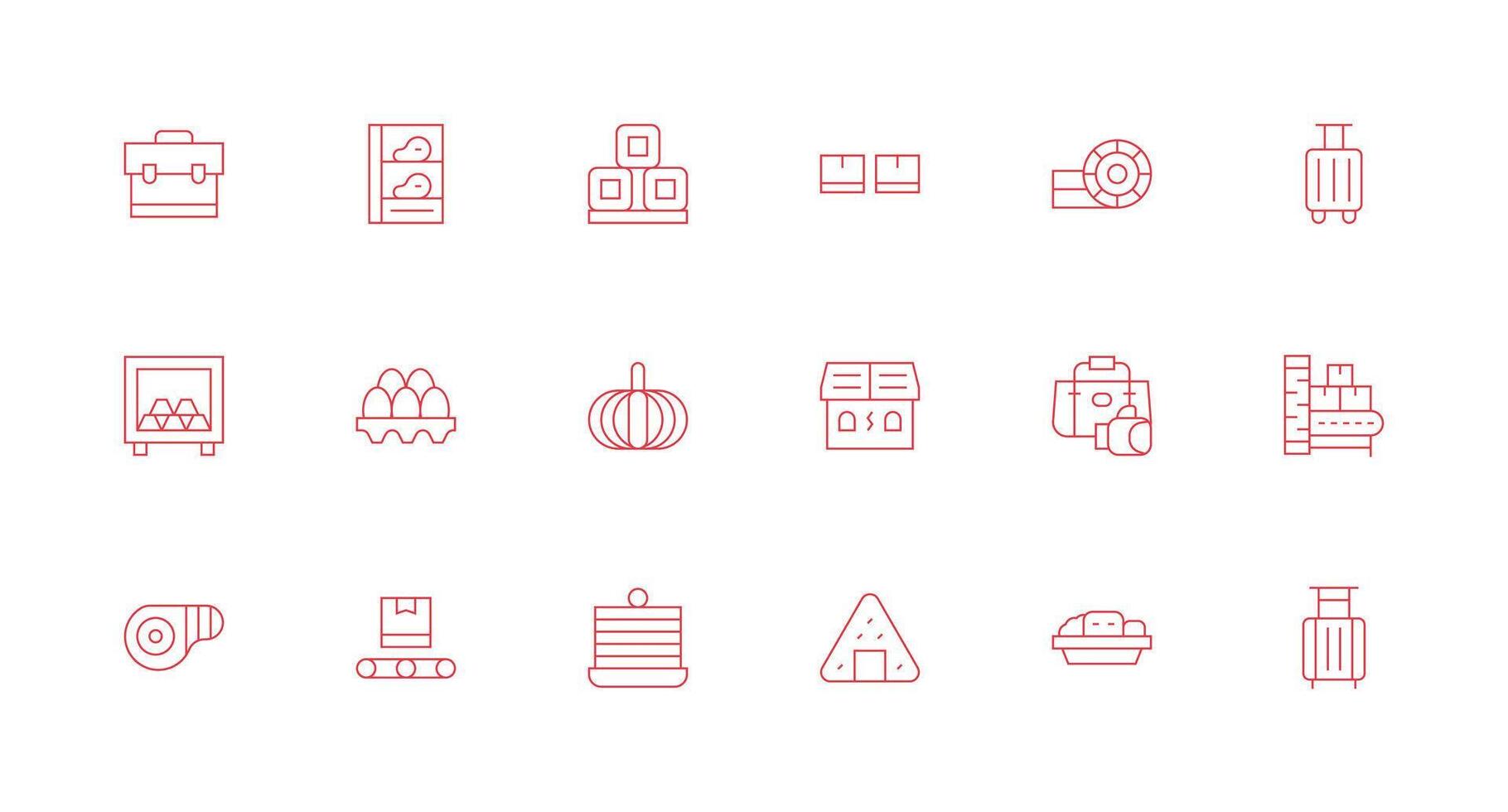 Packing Design Icons featuring 18 in Minimal Line Style Neatly Designed Icons for Web Platforms vector