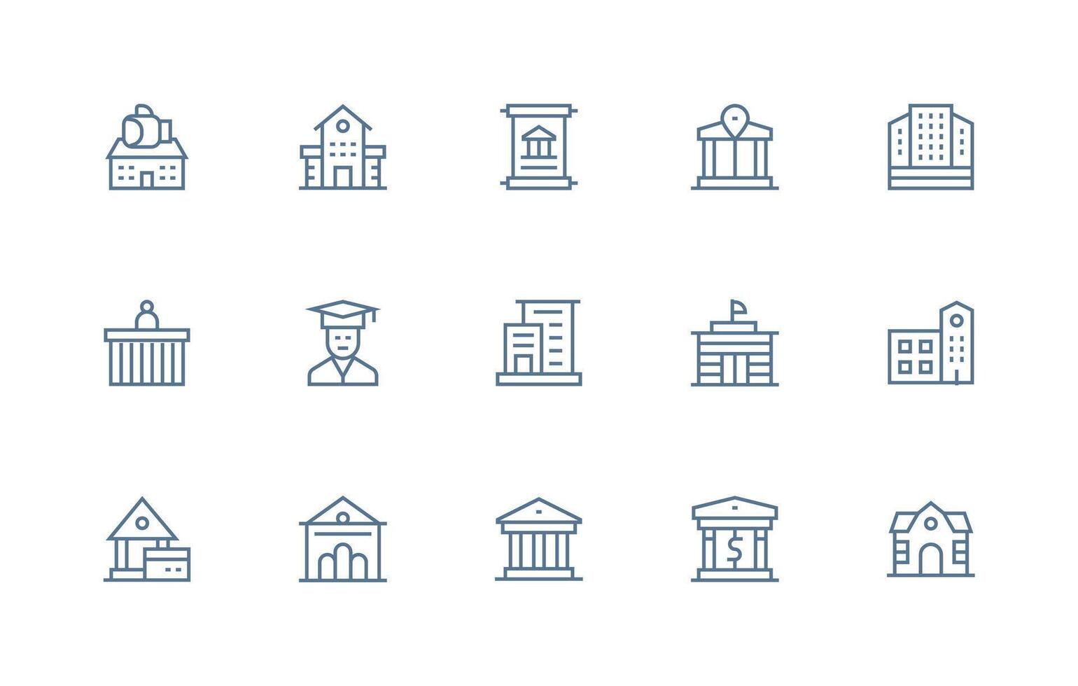 15 Regular Line Vectors for Institution Theme High-Resolution Icons for Any Platform