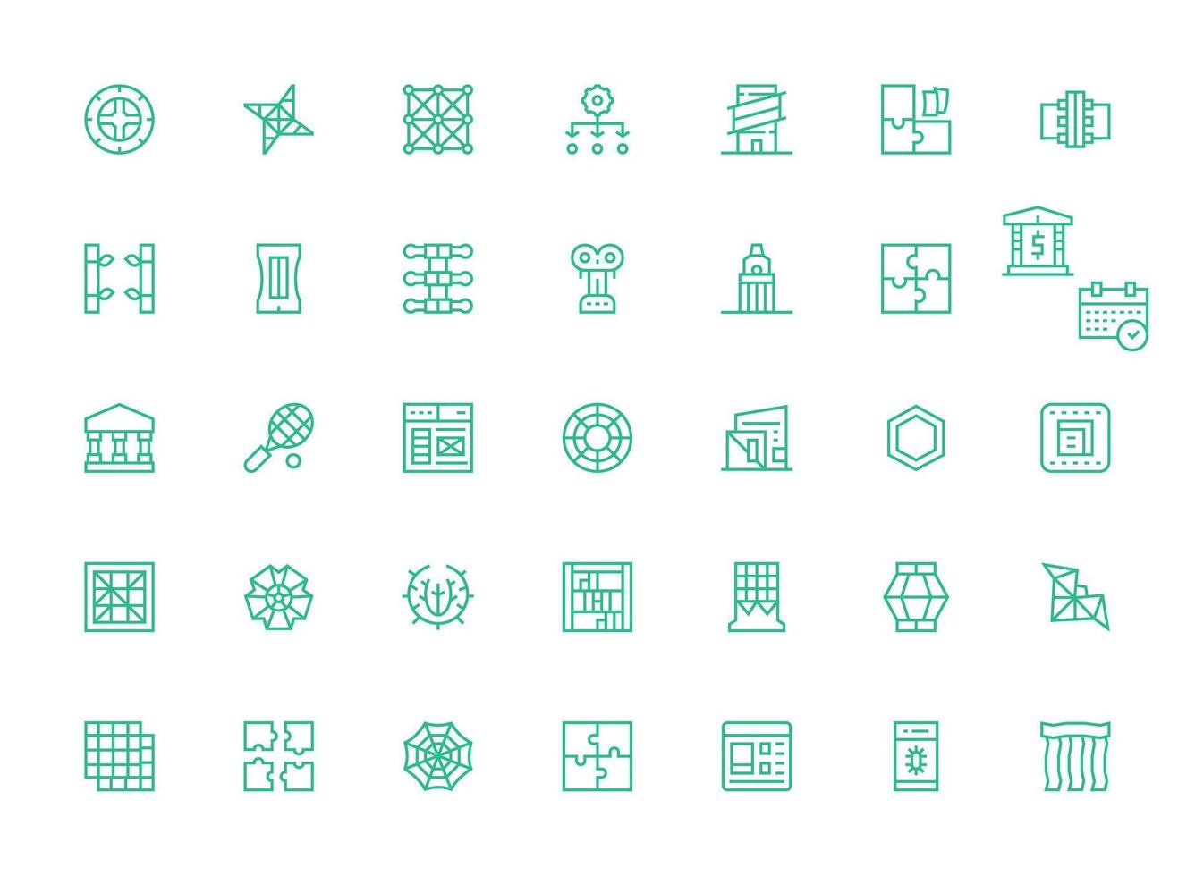 Framework Icon Set with 35 Regular Clean Line Graphics Simple Icon Pack vector