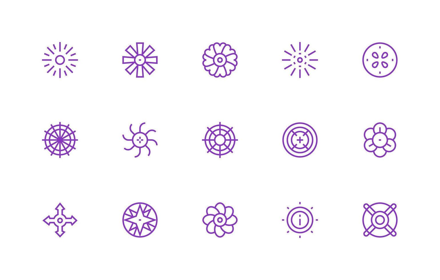 Radial Design Icons featuring 15 in Regular Line Style Versatile Icon Collection for Designers vector