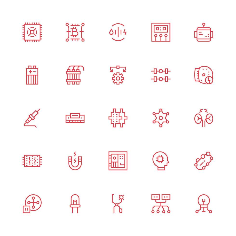 Medium Stroke Outline Icons from Circuit Set with 25 Vectors User Interface Icons for Digital Products