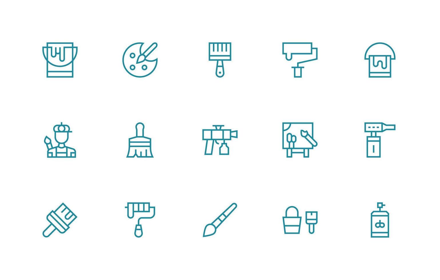 15 Icons for Paint in Regular Line Format All Device Compatible Icon Set vector