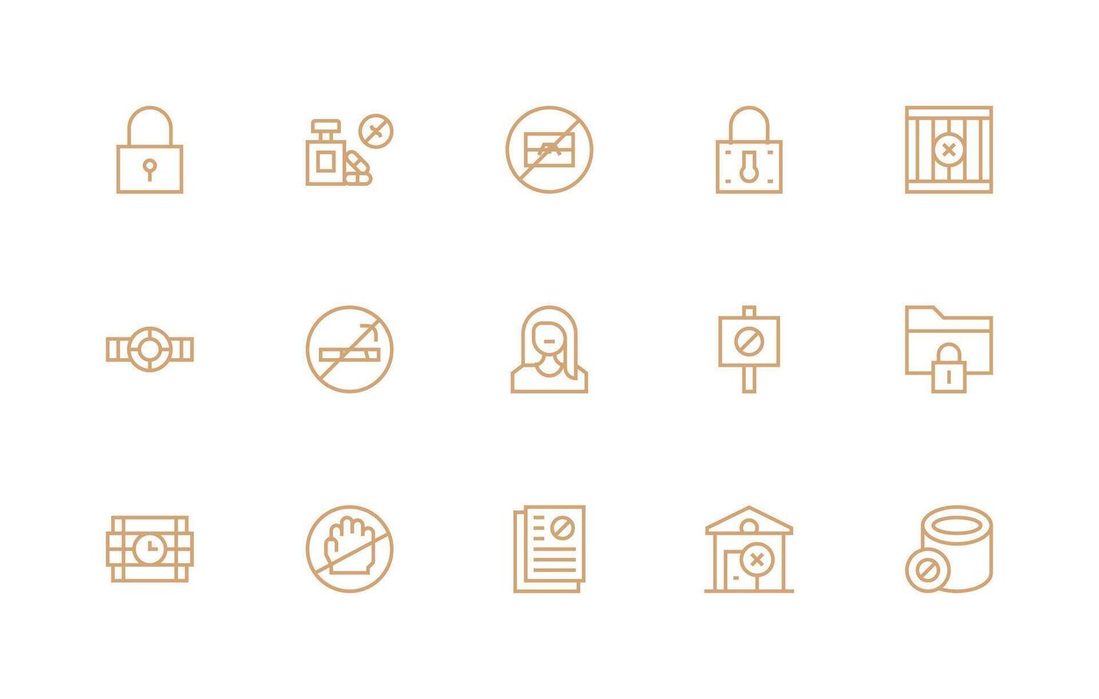 restringido acceso icono conjunto con 15 regular línea gráficos icono colección conjunto vector