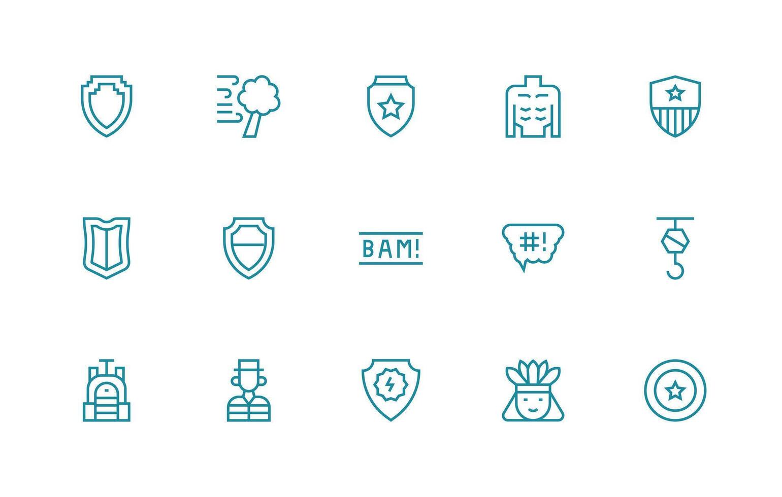 Regular Line Icons from Strong Set with 15 Vectors Scalable Icon Pack