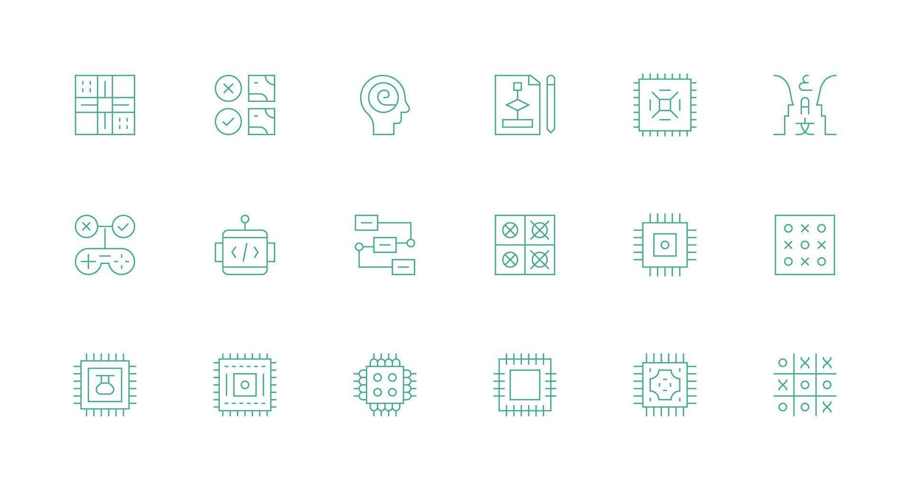 Logic Set with 18 Minimal Line Icons Essential Icons for Rapid UI Building vector