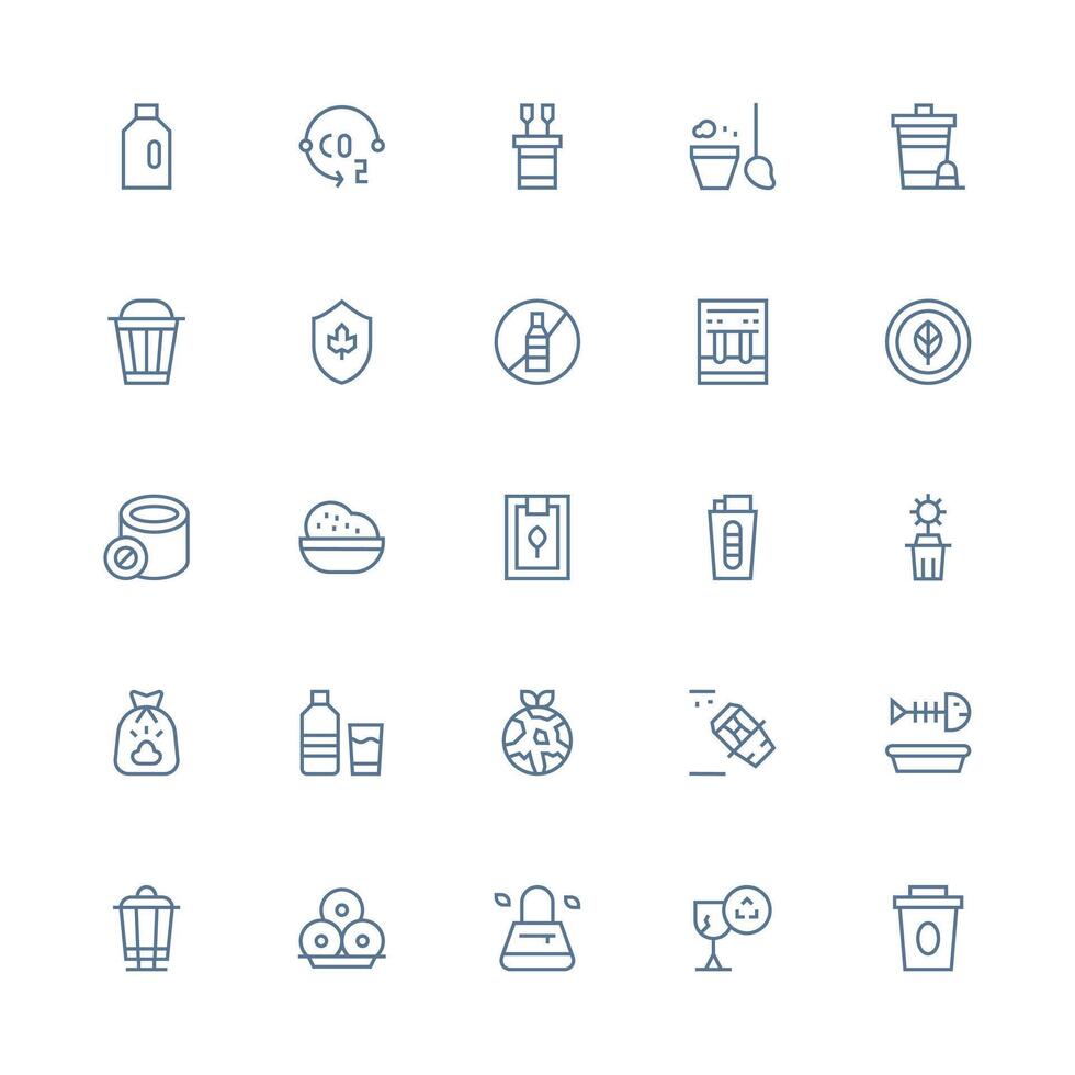 25 Icons for Recycling in Medium Stroke Outline Format Minimal Icon Set for Interface Projects vector