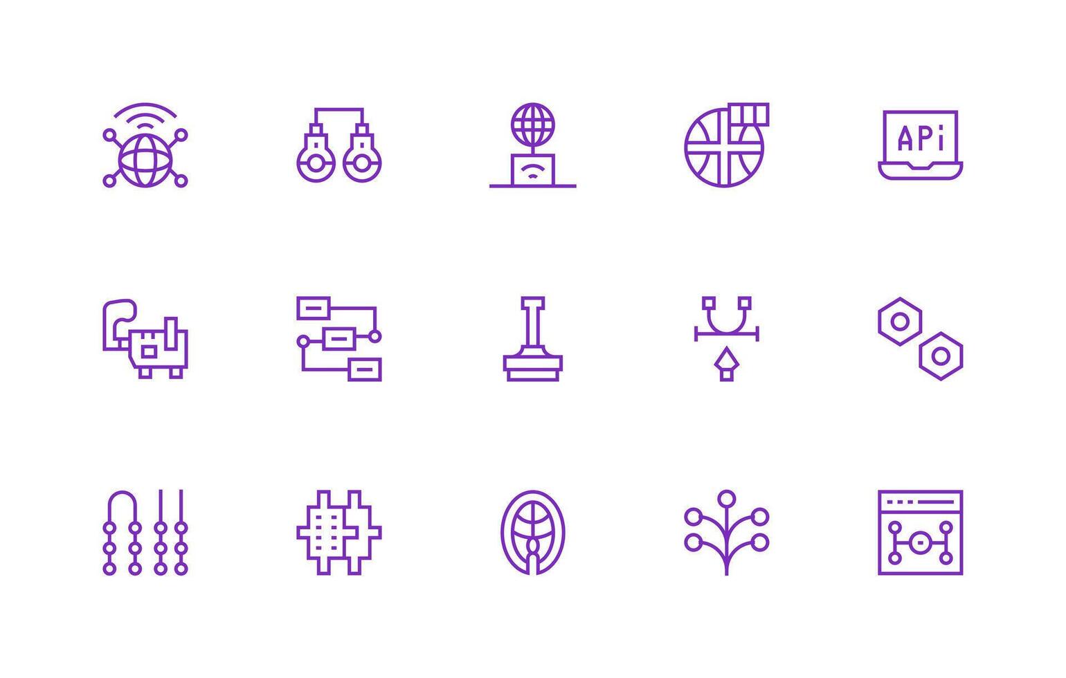 15 Icons for Connection Point in Regular Line Format Glyph Icon Series vector
