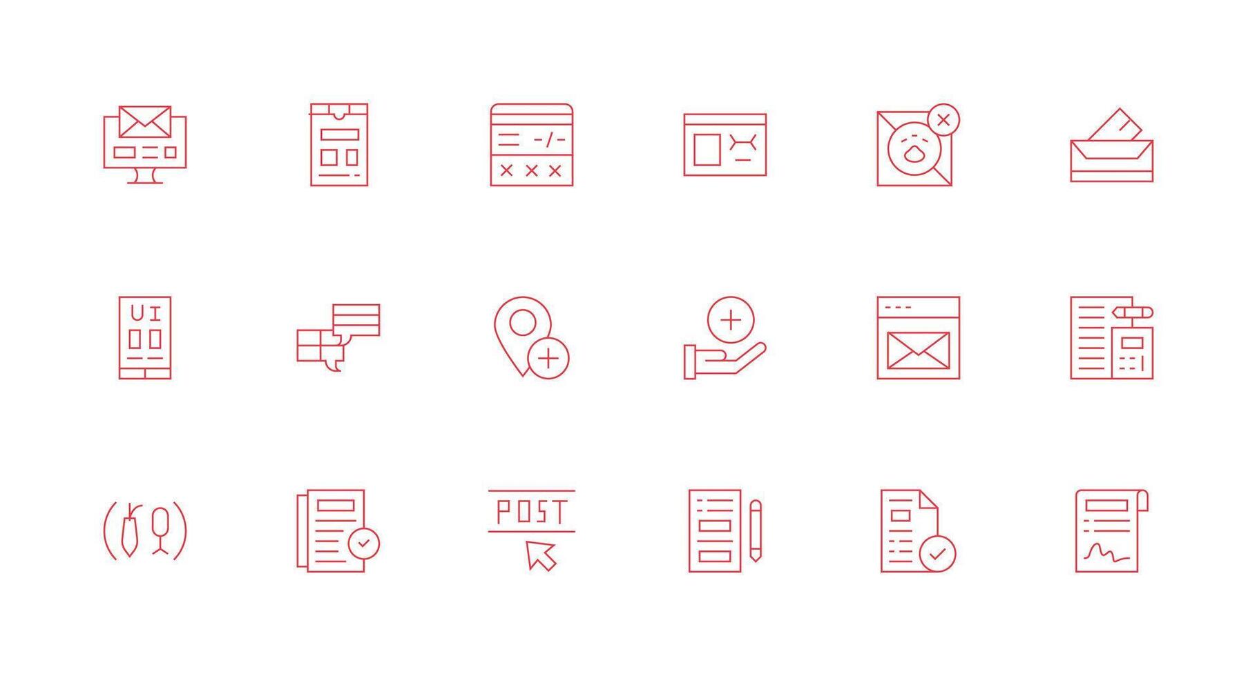 Submit including 18 Minimal Line Illustrations Clean Set for Layout Prototypes vector
