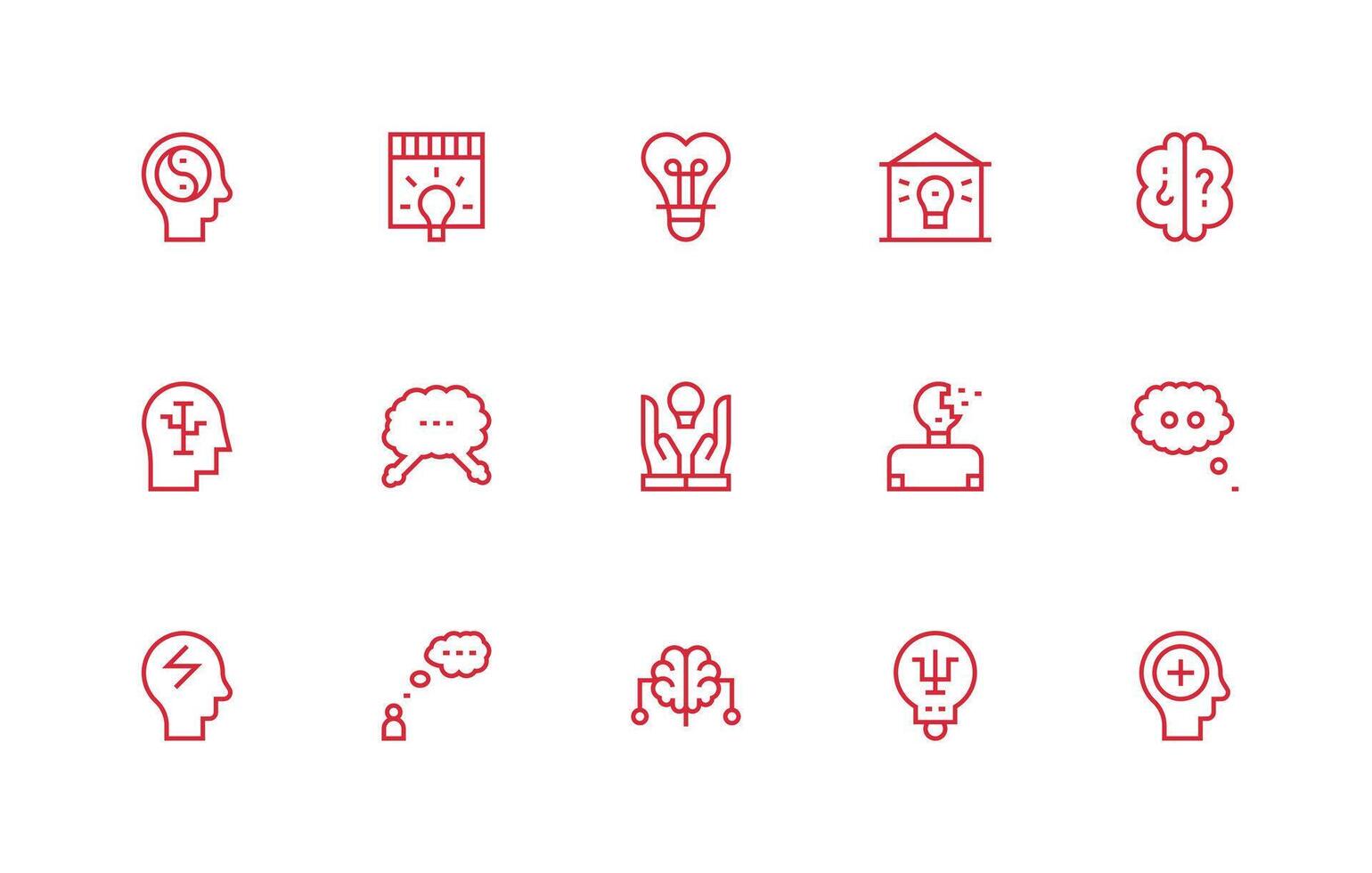 15 Icons for Thought in Regular Line Format Icon Set vector