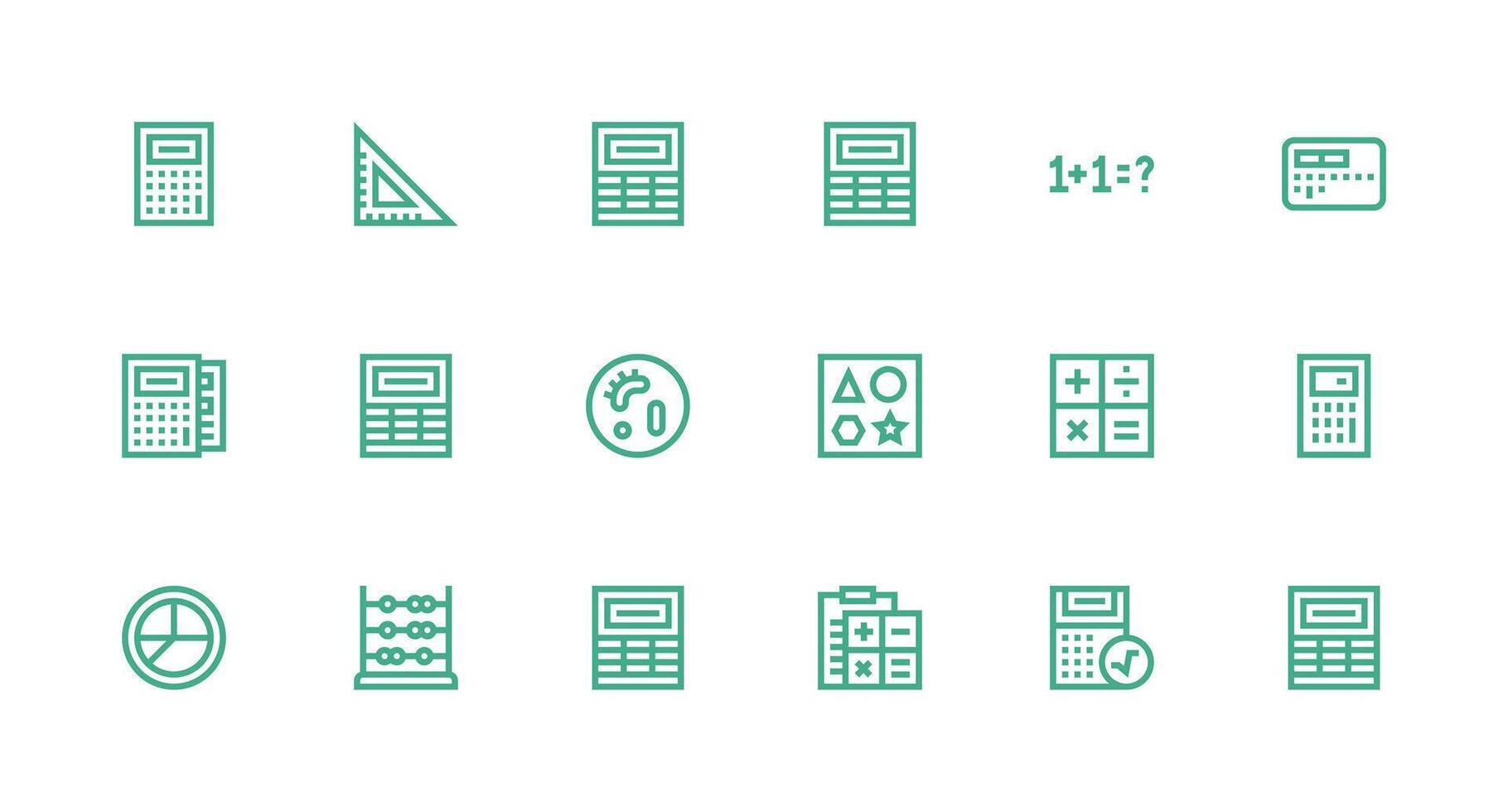 Math featuring 18 Icons in Strong Stroke Line Design Responsive Icon Set for Flexible Layouts vector