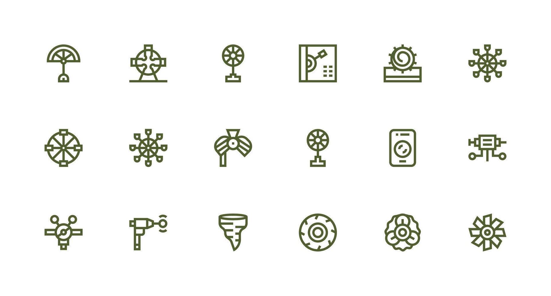 Rotating Icon Collection with 18 Strong Stroke Line Designs Interface Icons for Daily Use vector