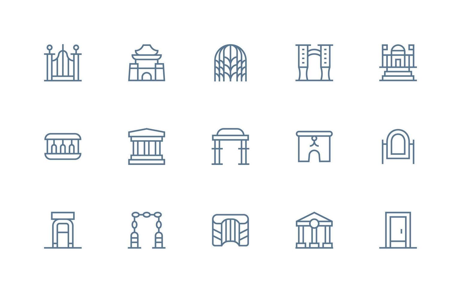 15 Regular Line Style Icons from Archway Collection Essential Icon Collection vector