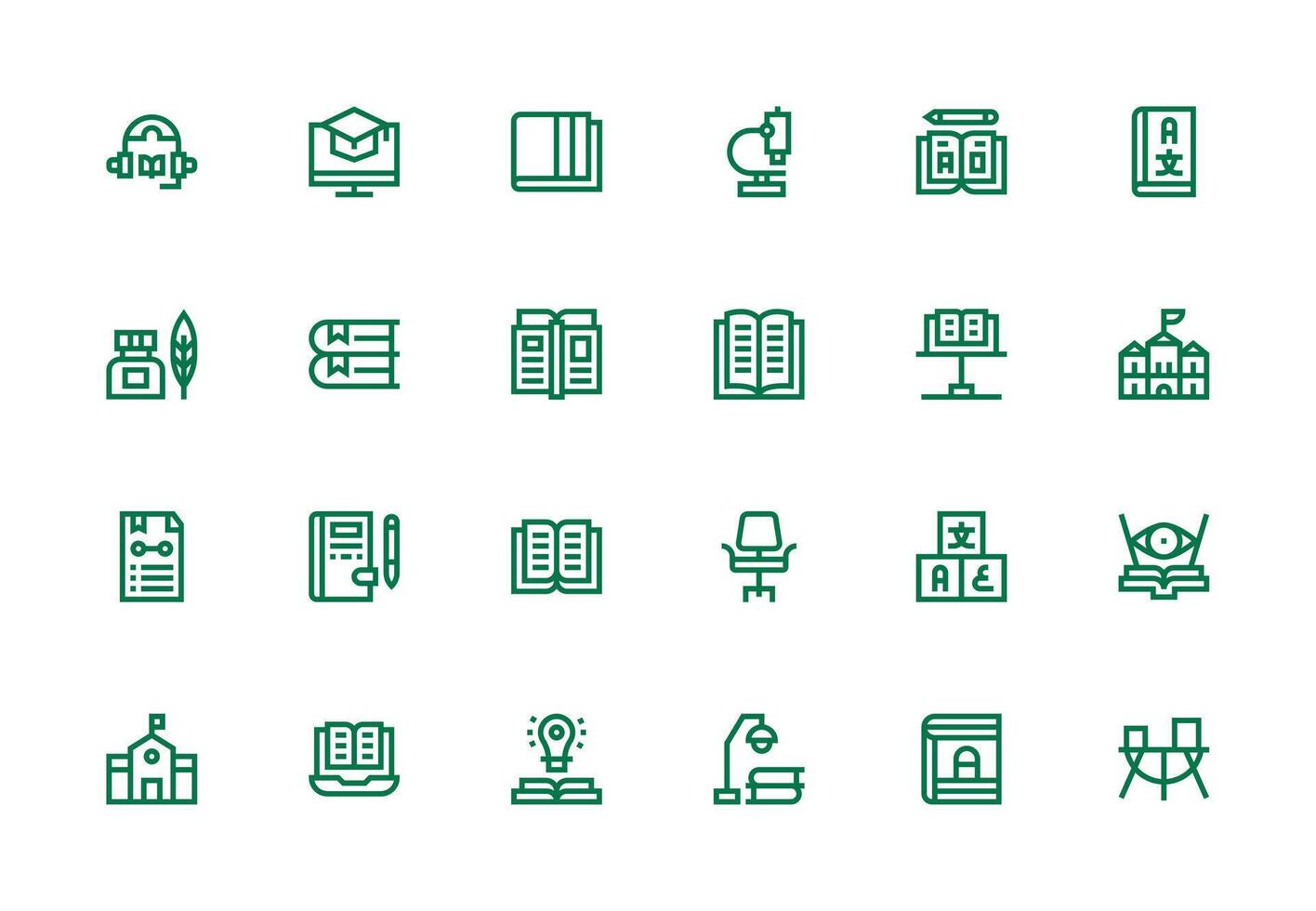 Study featuring 24 Icons in Thick Line Line Design UI-Ready Icon Collection vector