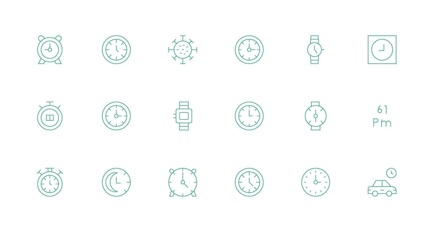 Hour Set with 18 Minimal Line Icons Minimal Icon Set for Interface Projects vector