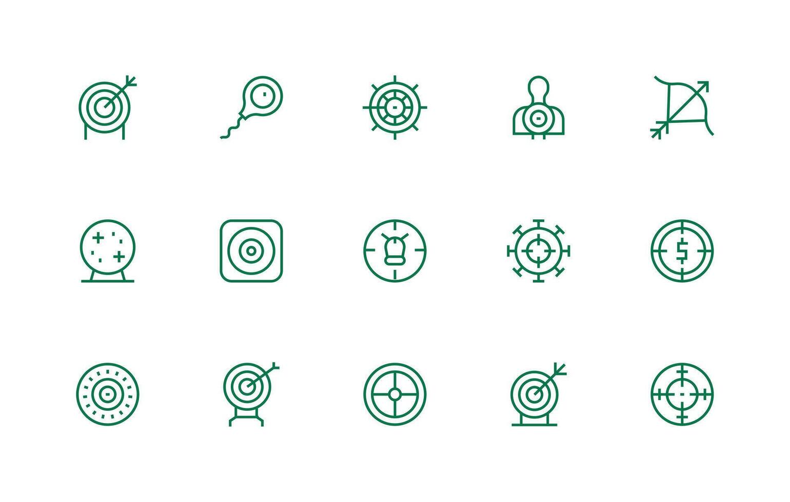 Aim Design Icons featuring 15 in Regular Line Style Responsive Icon Set for Flexible Layouts vector