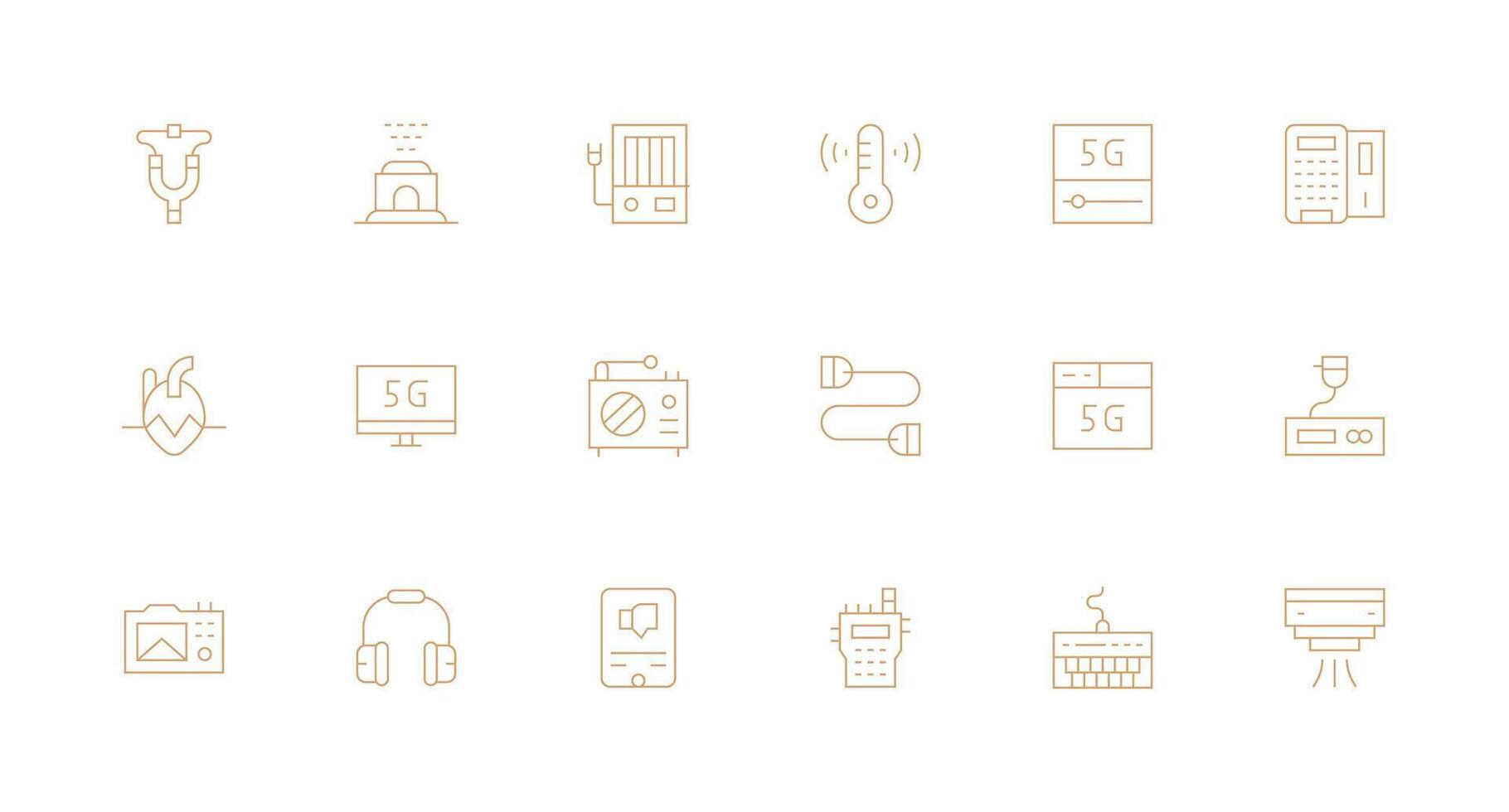 Device Design Icons featuring 18 in Minimal Line Style Balanced Icon Set for Functional Design vector