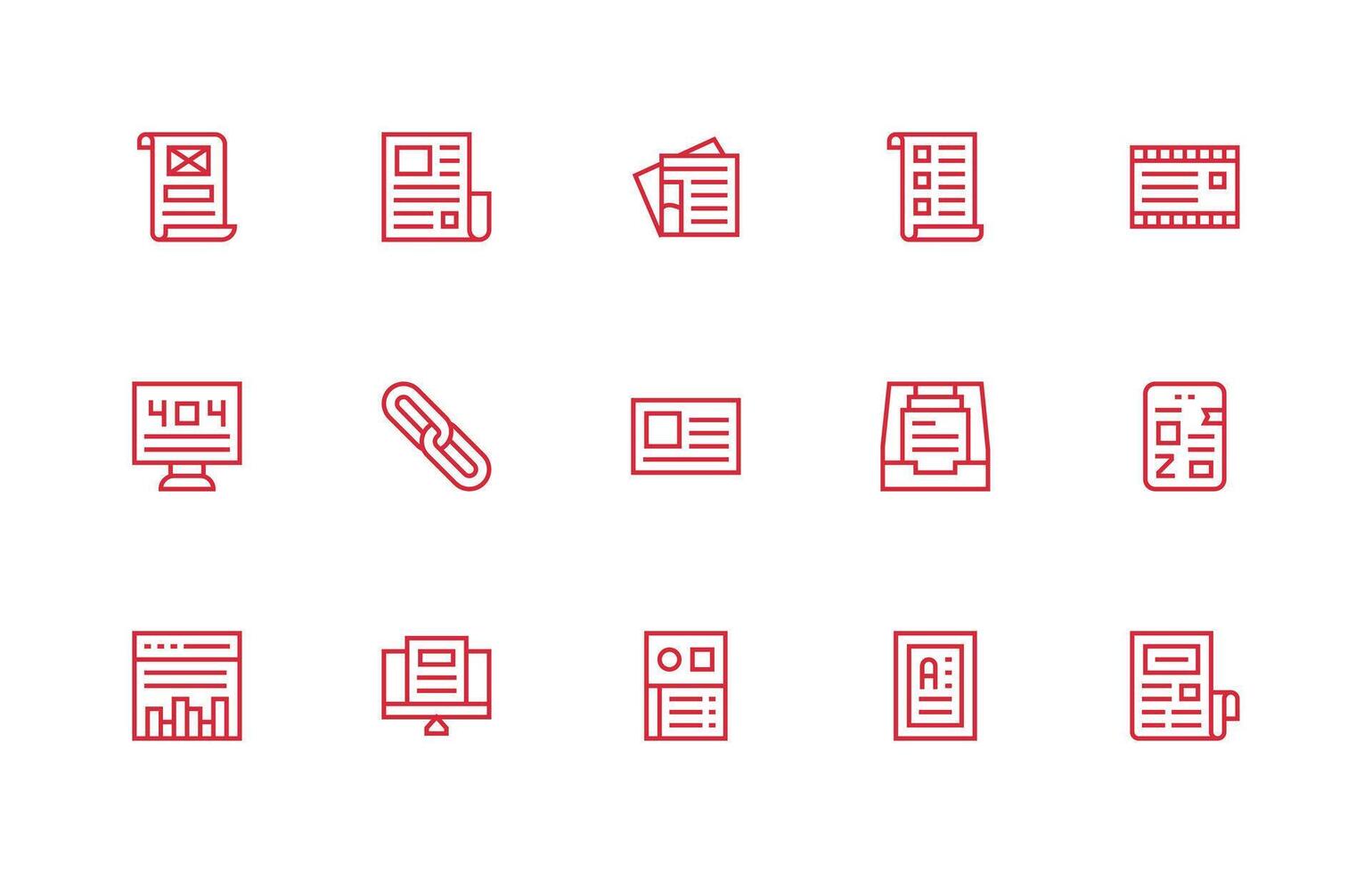 Page Icon Set with 15 Regular Line Graphics Neat Icon Set vector