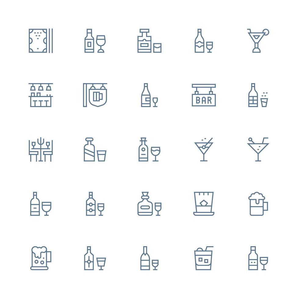 Medium Stroke Outline Icons from Pub Set with 25 Vectors Simple Icons for Interface and Wireframes