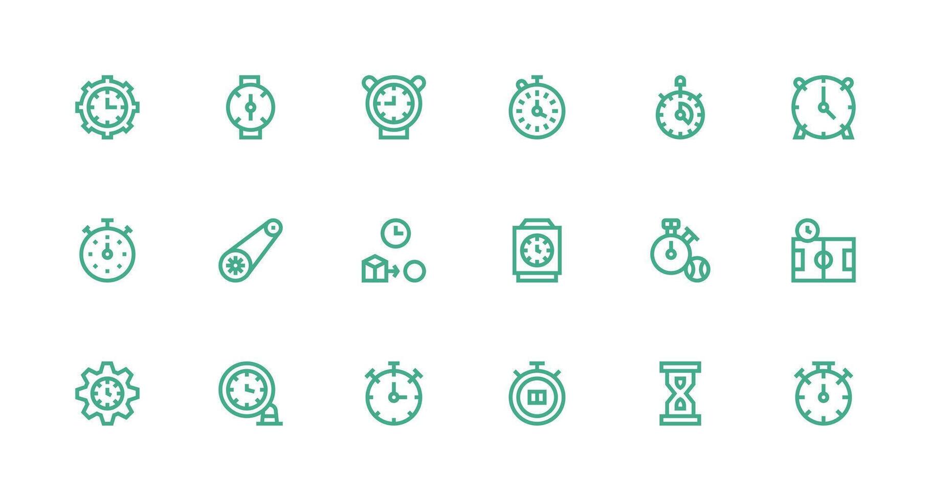 Timing Design Icons featuring 18 in Strong Stroke Line Style Flexible Icon System for Web Interfaces vector