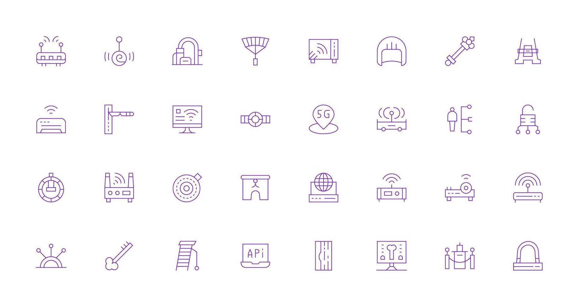 Access Point Design Icons featuring 32 in Thin Line Style Optimized Icon Pack for Digital Products vector