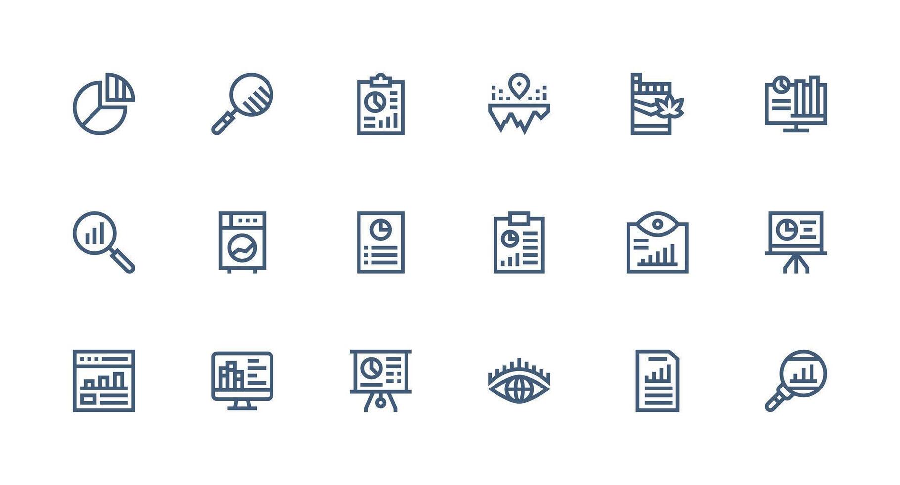 18 Strong Stroke Line Icons for Trends Graphics Minimal Icon Set for Interface Projects vector