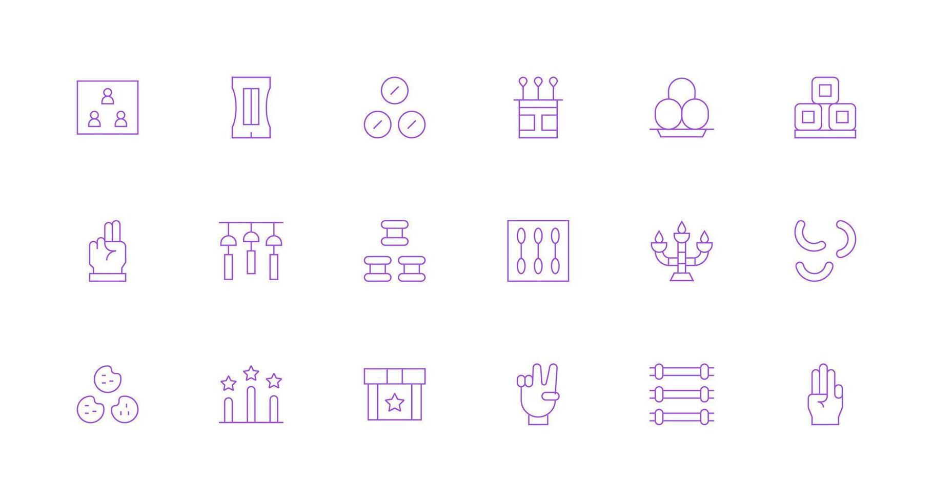 18 Minimal Line Style Icons from Three Collection Neat Icon Set vector