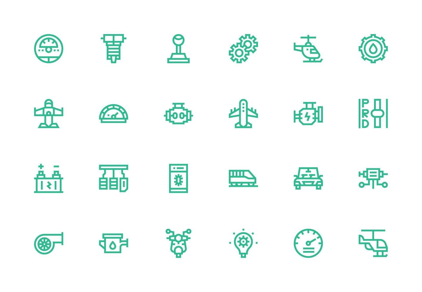 24 Thick Line Line Style Icons from Engine Collection Balanced Icon Set for Functional Design vector