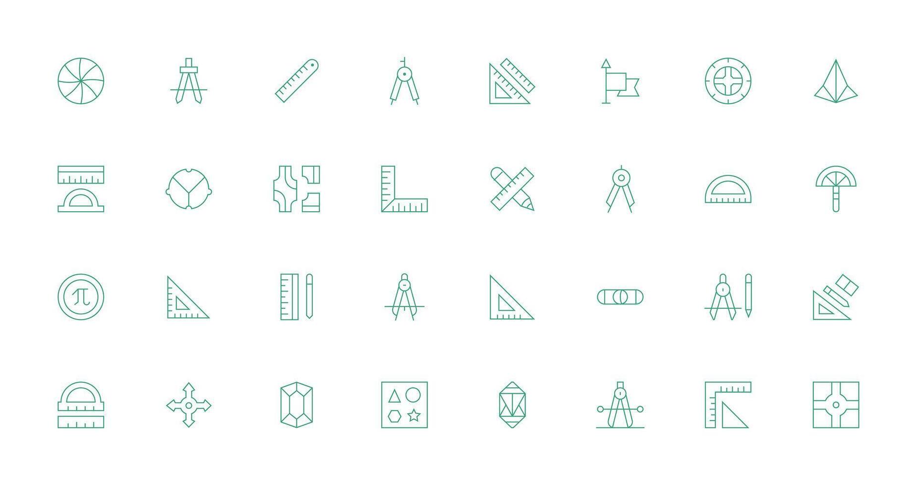 Geometry Set with 32 Thin Line Icons Core Icon Collection for Daily Tasks vector