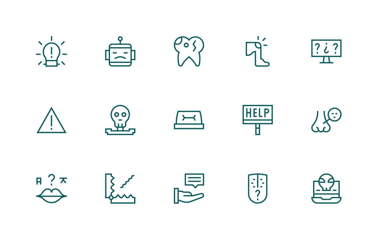 15 Icons for Problem in Regular Line Format High-Quality Icon Pack vector