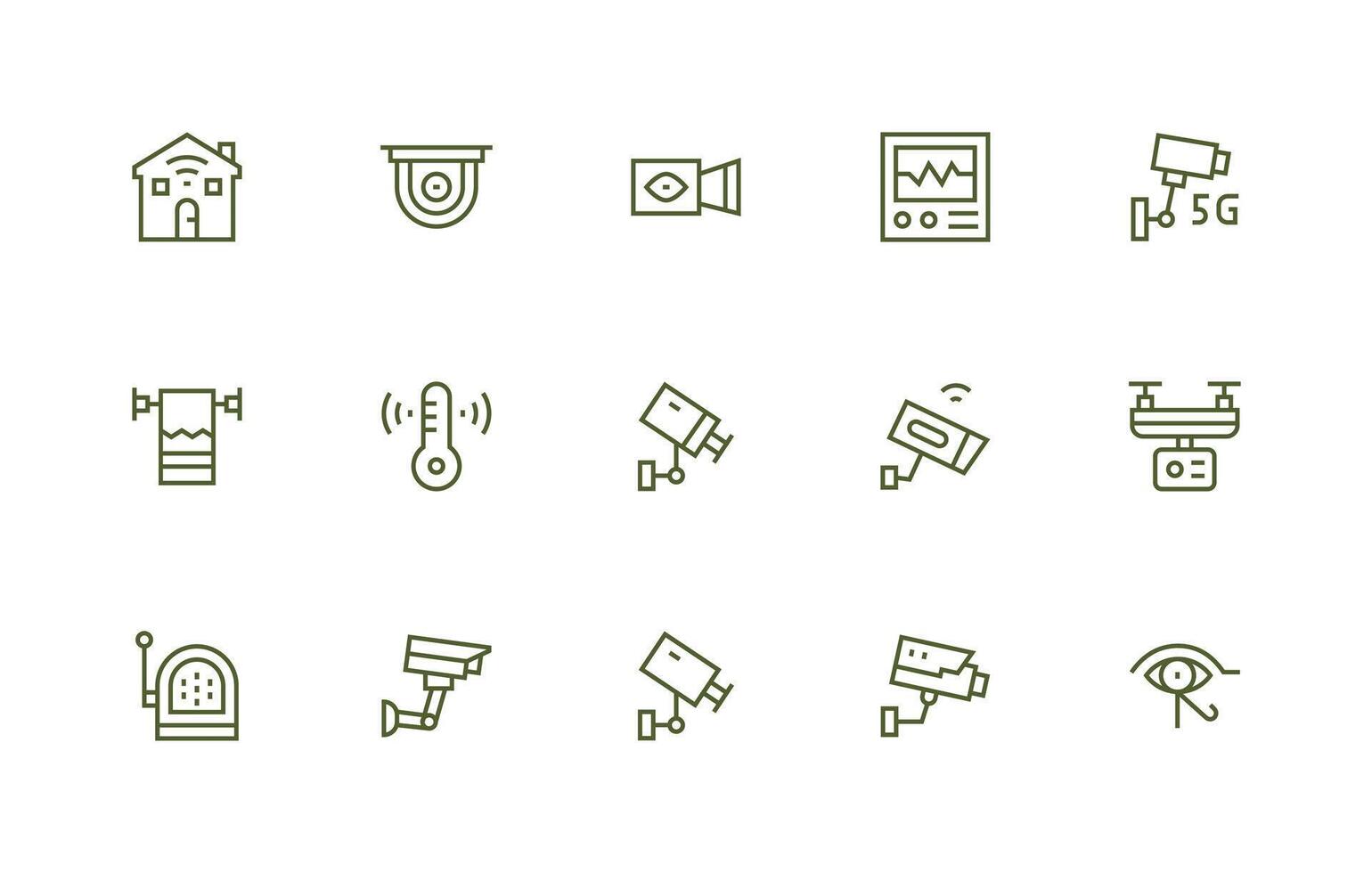 15 Regular Line Designs for Monitoring System Icons Icon Collection Set vector