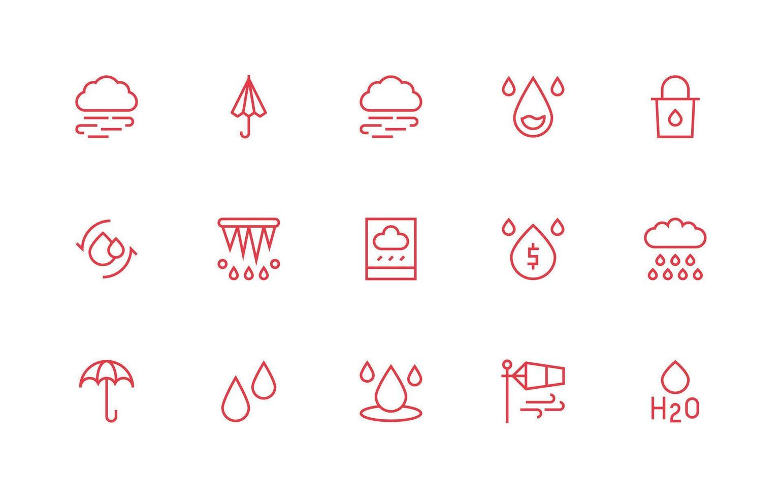 Regular Line Icons from Rain Set with 15 Vectors Clean Icon Set Icon Pack for UI Projects