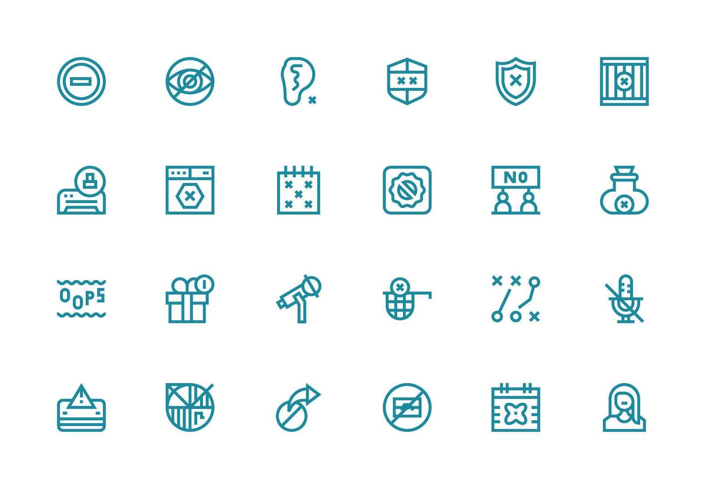 24 Icons for Blocked in Thick Line Line Format Web and App Icon Pack Collection vector