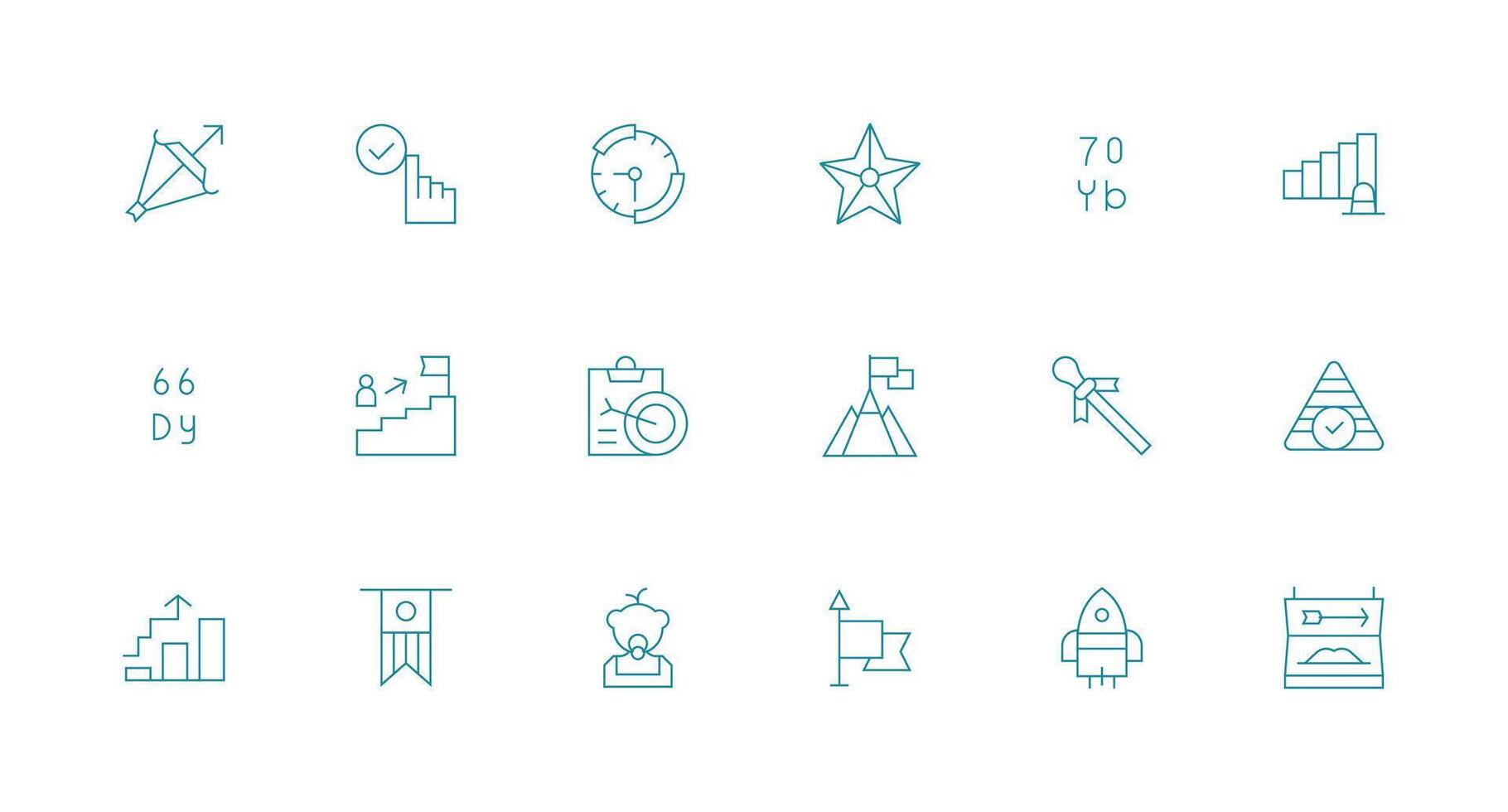 18 Minimal Line Style Icons from Milestone Collection Customizable Icon Series for Mobile Screens vector