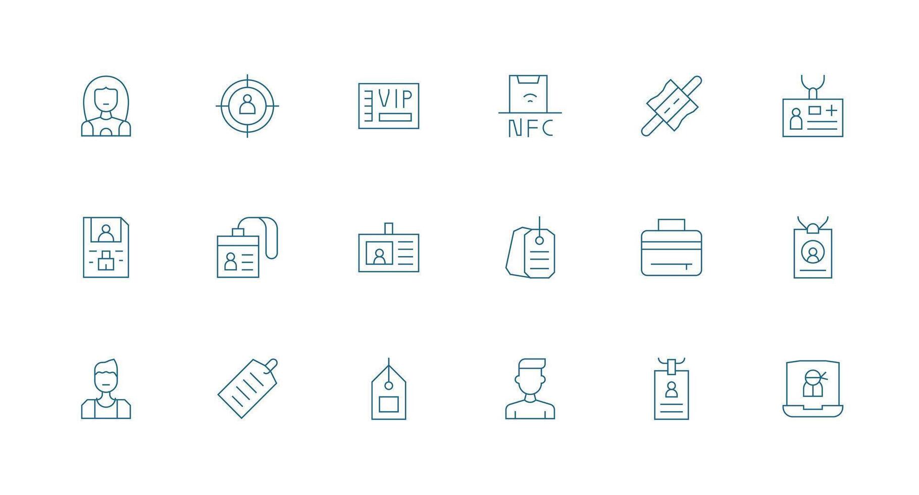 Identification Set with 18 Minimal Line Icons Multi-Style Icons for Creative Projects vector