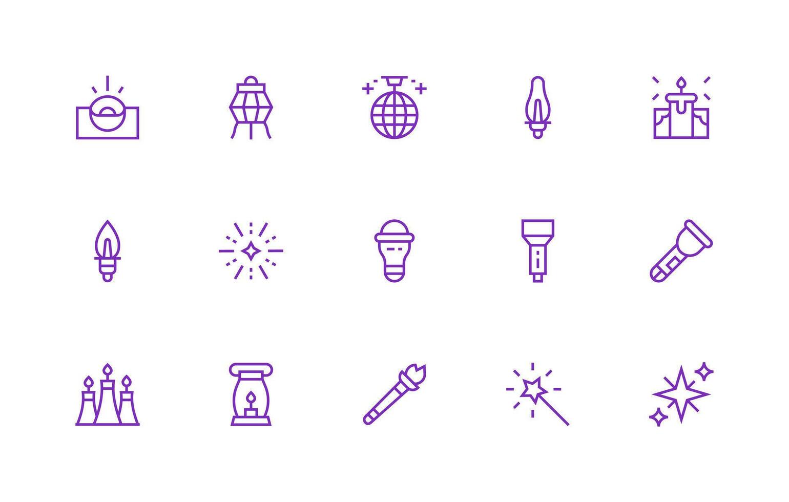 Glow Set with 15 Regular Line Icons Optimized Icon Pack for Digital Products vector