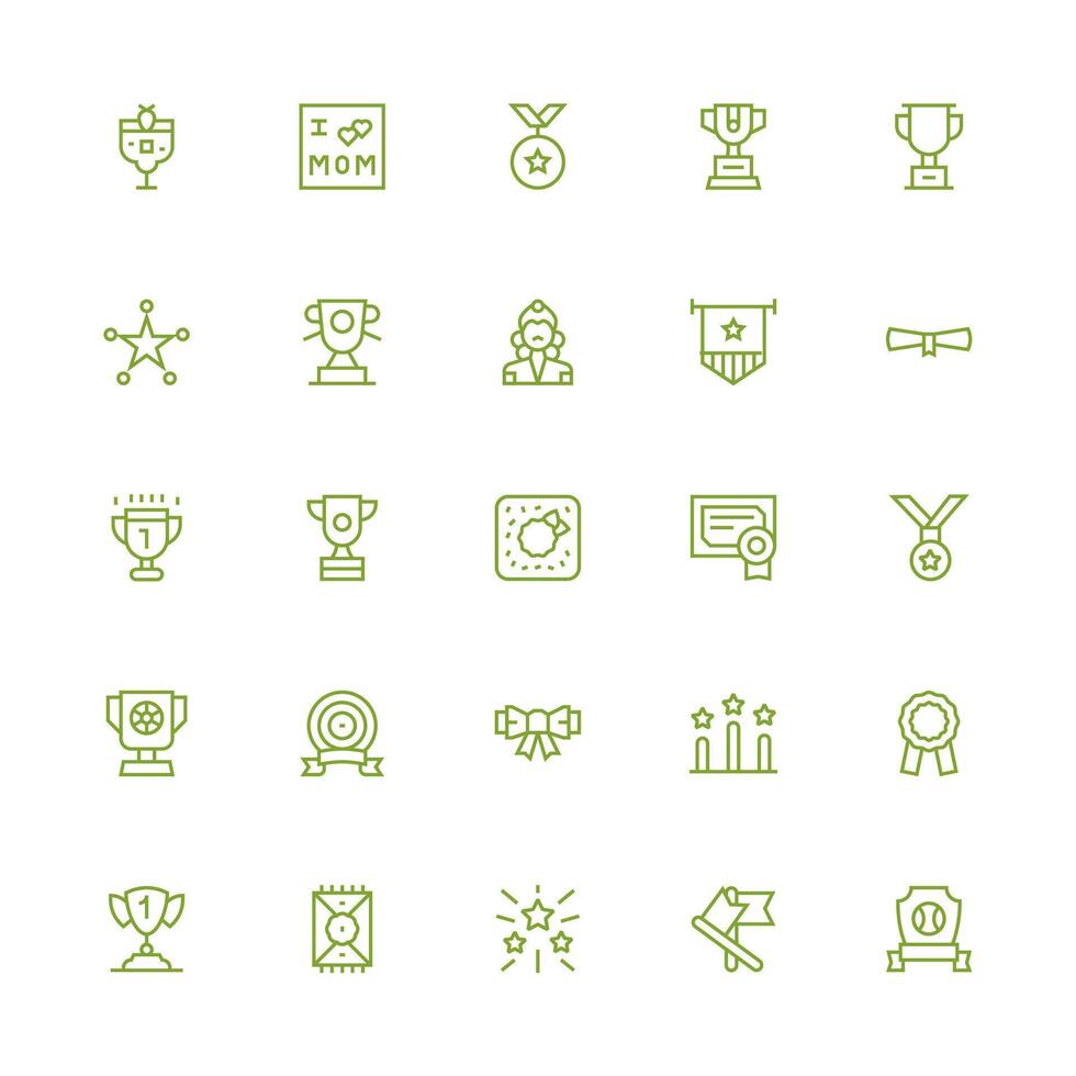 Honor Icon Set with 25 Medium Stroke Outline Graphics Core Icon Collection for Daily Tasks vector