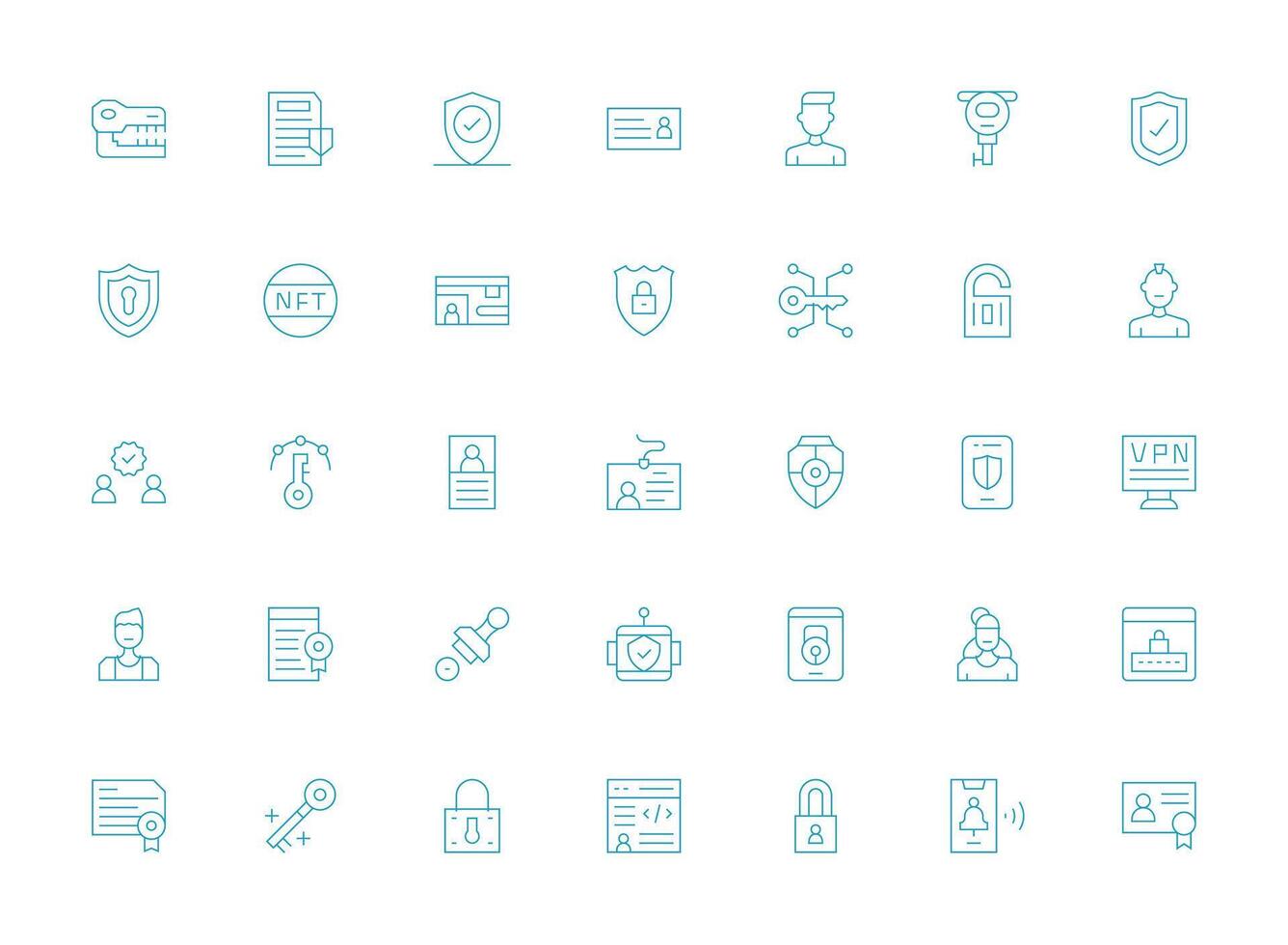 Authentication featuring 35 Icons in Light Line Design UI and UX Focused Icon Collection vector